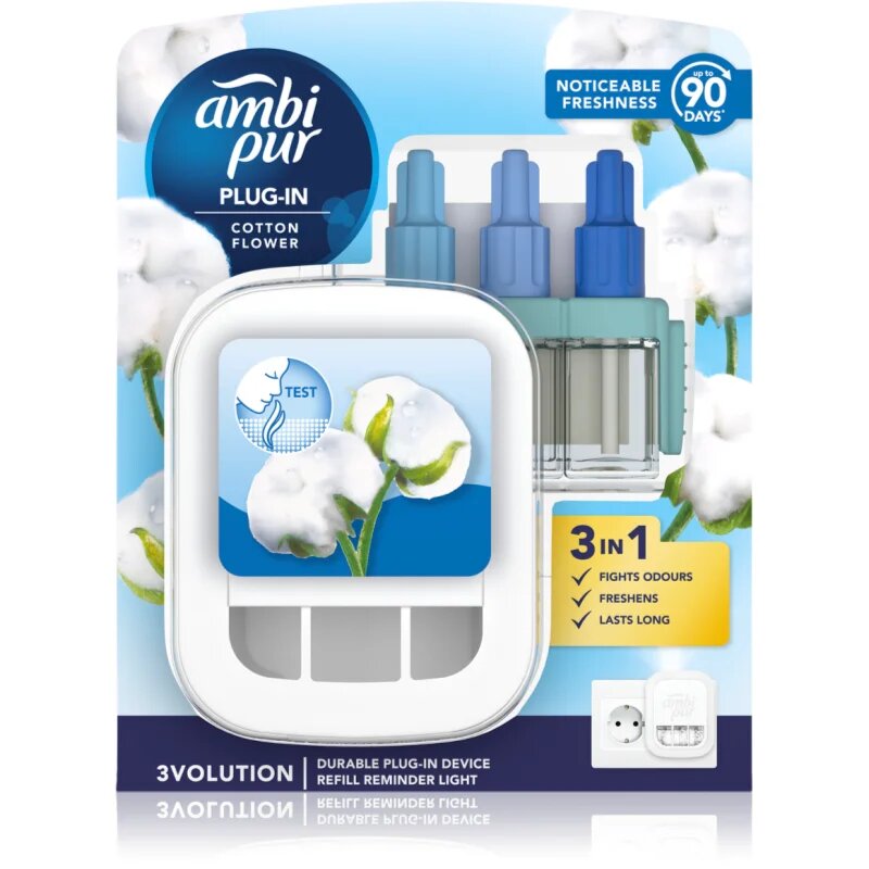 AmbiPur 3volution Cotton Flower elektromos légfrissítő töltelékkel 20 ml