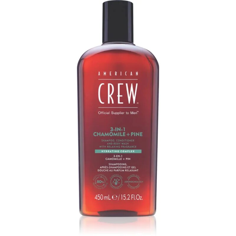 American Crew 3 in 1 Chamimile + Pine 3 az 1 sampon kondicionáló és tusfürdő uraknak 450 ml