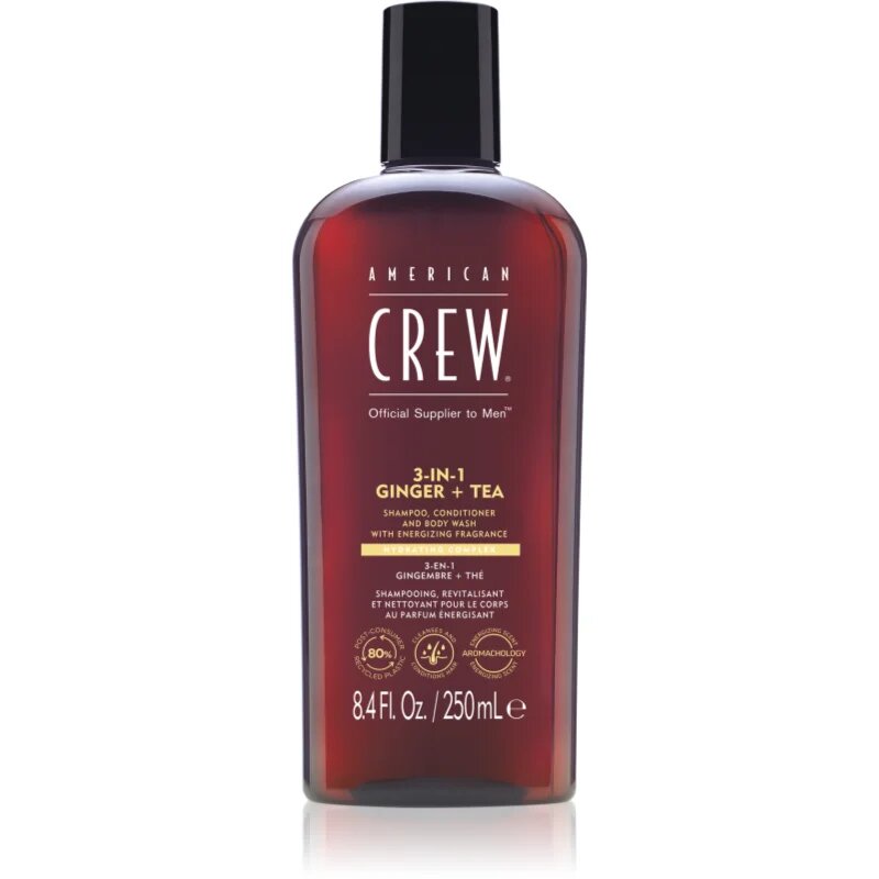 American Crew 3 in 1 Ginger + Tea 3 az 1 sampon kondicionáló és tusfürdő uraknak 250 ml