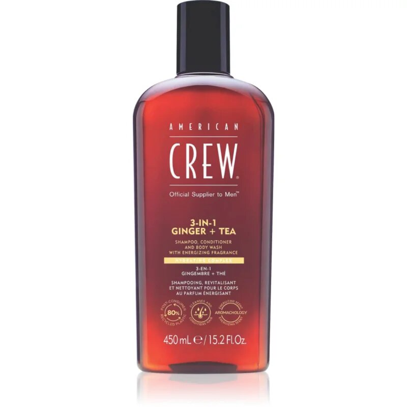 American Crew 3 in 1 Ginger + Tea 3 az 1 sampon kondicionáló és tusfürdő uraknak 450 ml