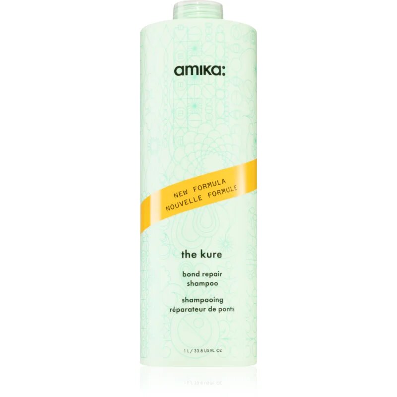 amika The Kure Bond Repair Shampoo mélyregeneráló sampon száraz és sérült hajra fehérjével 1000 ml