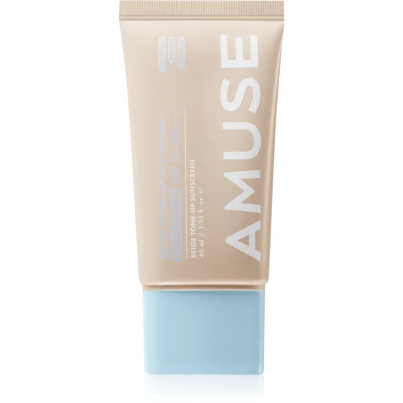 AMUSE Beige Tone-Up 365 Vegan Sunscreen tonizáló napozó folyadék egységesíti a bőrszín tónusait SPF 50+ 40 ml