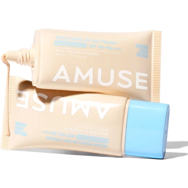 AMUSE Beige Tone-Up 365 Vegan Sunscreen tonizáló napozó folyadék egységesíti a bőrszín tónusait SPF 50+ 40 ml