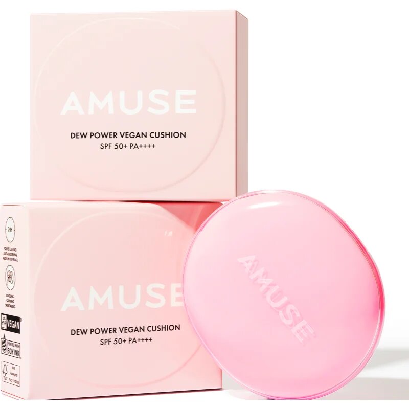 AMUSE Dew Power Vegan Cushion tartós alapozó sminkszivaccsal az élénk és kisimított arcbőrért árnyalat 04 Tan 15 g