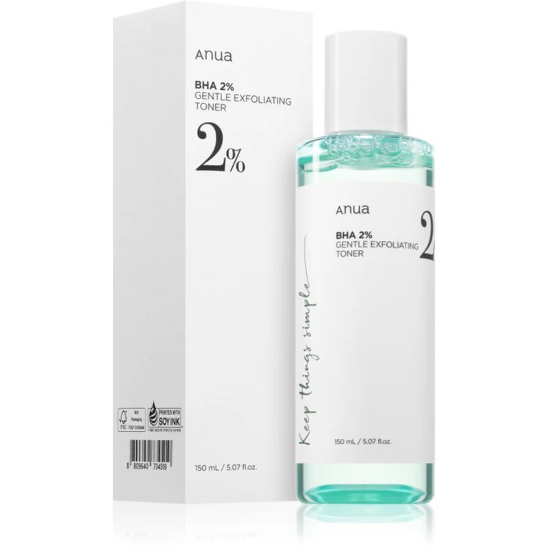 Anua BHA 2% Gentle Exfoliating Toner gyengéd bőrhámlasztó tonik problémás és pattanásos bőrre 150 ml