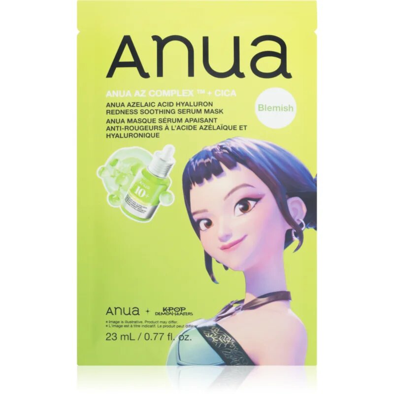 Anua K-Pop Demon Hunters Azelaic Acid Hyaluron Redness Soothing Serum Mask nyugtató hatású gézmaszk hidratáló hatással 23 ml