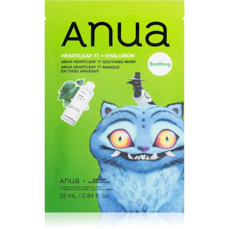 Anua K-Pop Demon Hunters Heartleaf 77% Soothing Mask hidratáló gézmaszk nyugtató hatással 25 ml