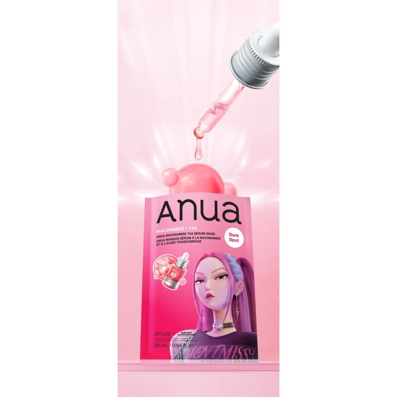 Anua K-Pop Demon Hunters Niacinamide TXA Serum Mask fehérítő gézmaszk hidratáló hatással 28 ml