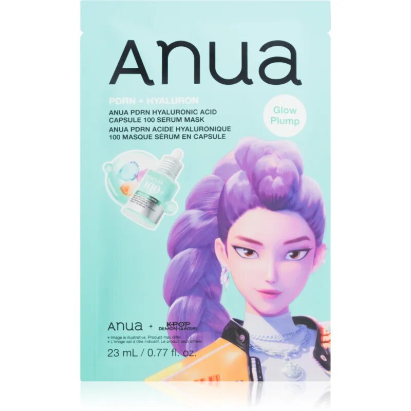 Anua K-Pop Demon Hunters PDRN + Hyaluronic Acid Capsule 100 Serum Mask hidratáló gézmaszk az élénk és kisimított arcbőrért 23 ml