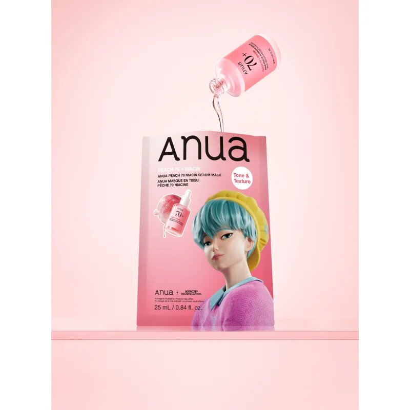 Anua K-Pop Demon Hunters Peach 70% Niacin Mask élénkítő arcmaszk kollagénnel 1 db