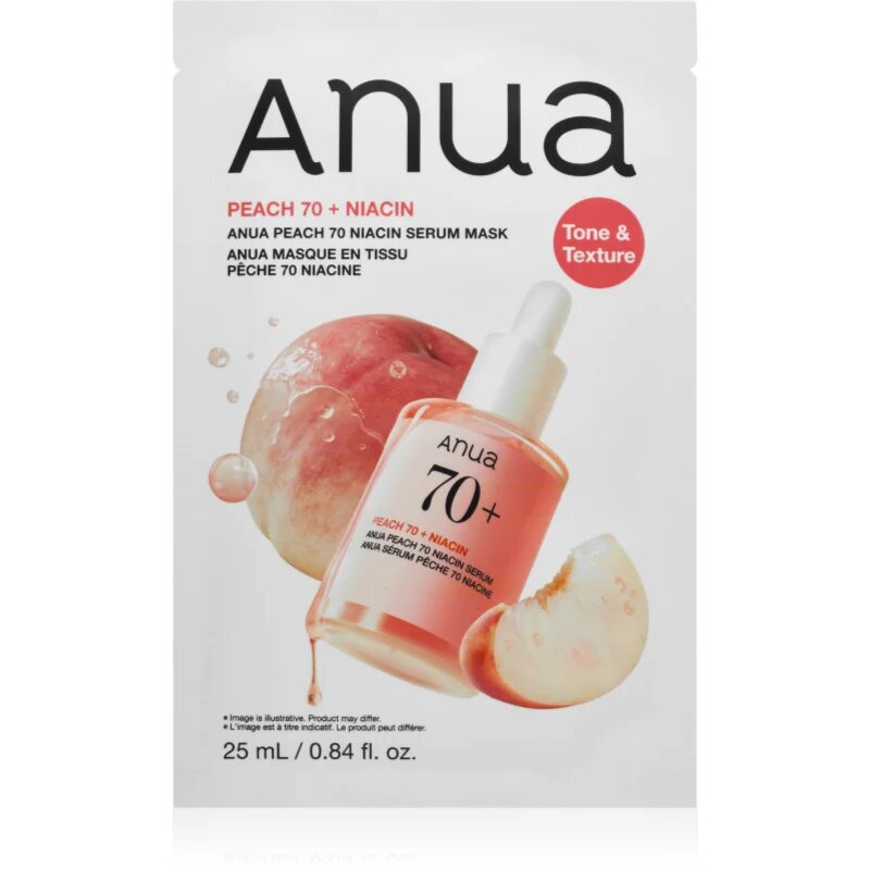 Anua Peach 70 Niacin Serum Mask arcmaszk bőrvilágosító hatással 25 ml