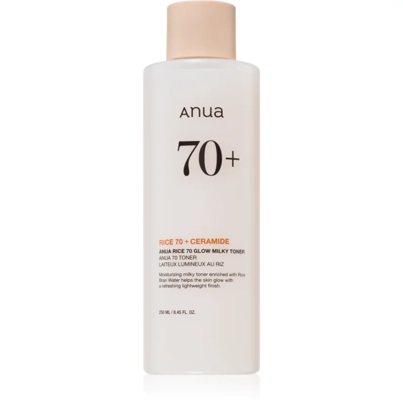 Anua Rice 70+ Glow Milky Toner hidratáló tonik az élénk bőrért 250 ml