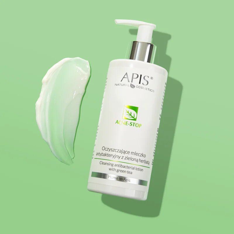 Apis Natural Cosmetics Acne-Stop Home TerApis tisztító és sminkeltávolító tej zöld teával 300 ml