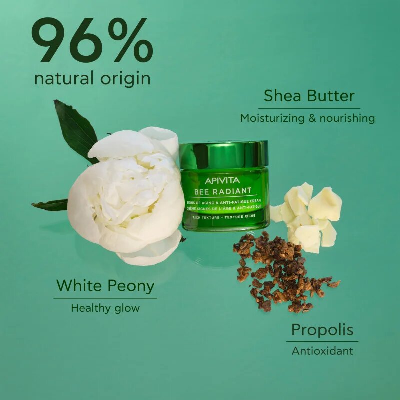 Apivita Bee Radiant Cream - Rich Texture extra tápláló arckrém a bőr öregedése ellen és a bőr feszesítéséért 50 ml