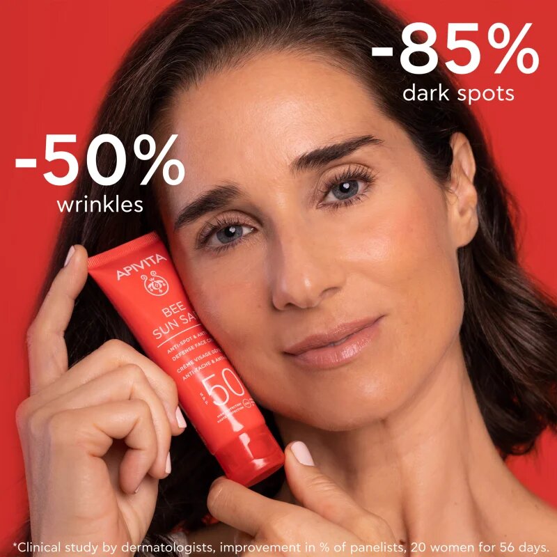 Apivita Bee Sun Safe Anti-Spot and Anti-Age Face Cream SPF 50 védőkrém a bőröregedés ellen SPF 50 50 ml
