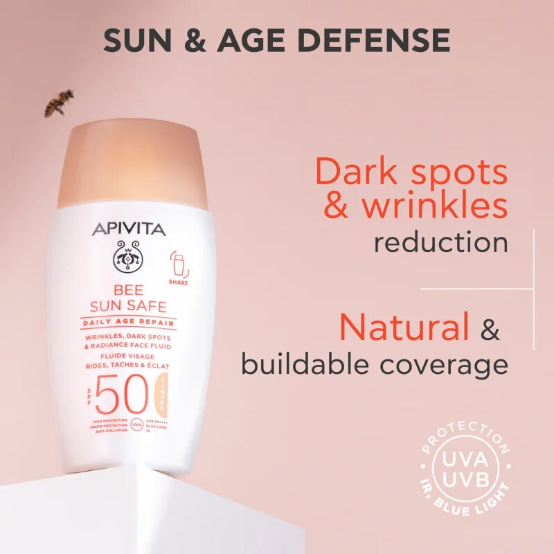 Apivita Bee Sun Safe Daily Age Repair Tinted Fluid SPF50 színező védő krém SPF 50 50 ml