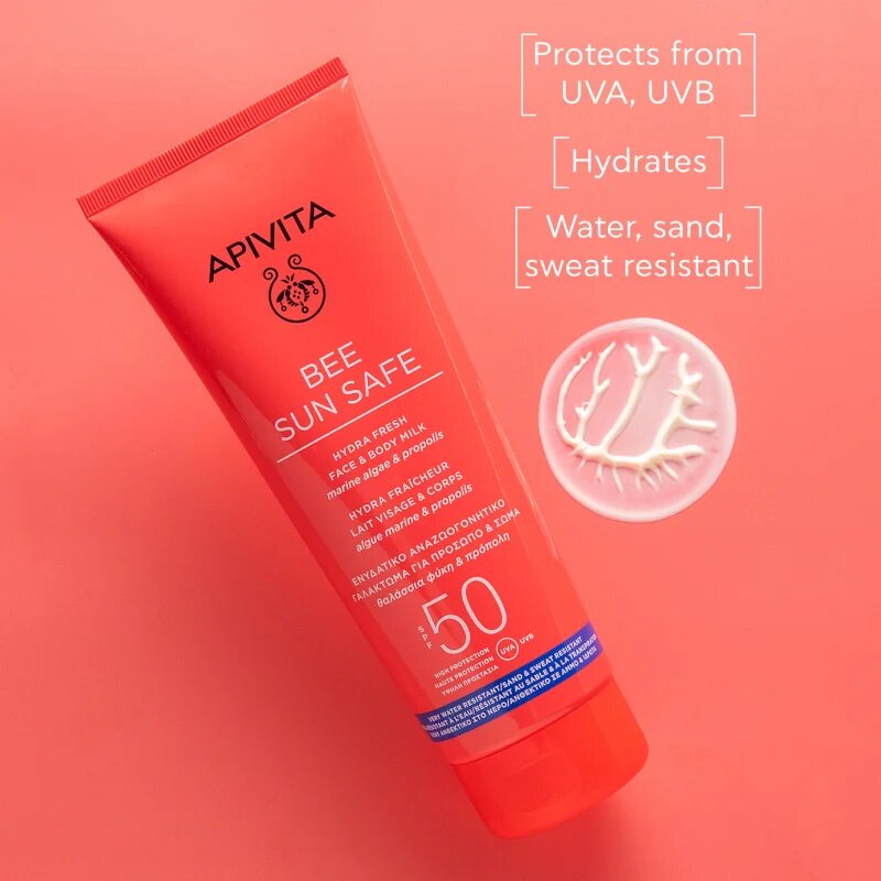 Apivita Bee Sun Safe Hydra Fresh Milk SPF50 naptej arca és testre SPF 50 100 ml