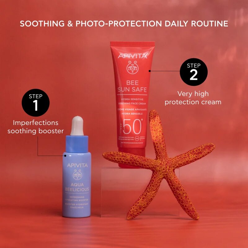 Apivita Bee Sun Safe Hydra Sensitive Soothing Face Cream SPF50+ nyugtató és hidratáló krém SPF 50+ 50 ml