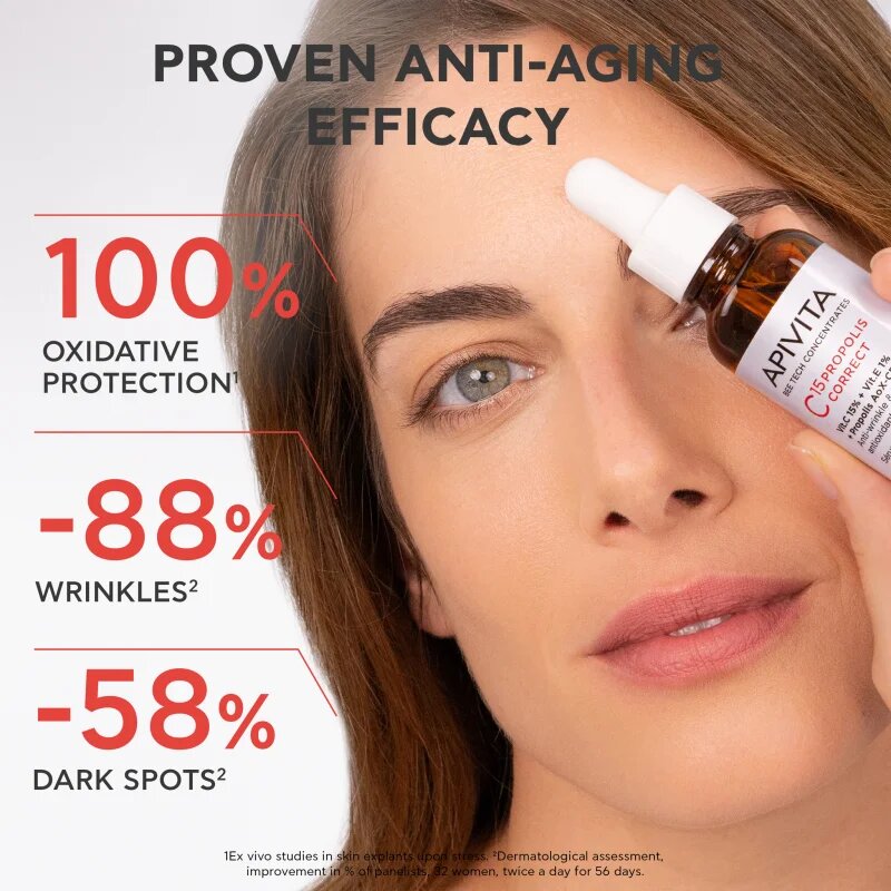 Apivita Bee Tech Concentrates C15 Propolis Correct Serum antioxidáns feszesítő arcszérum 30 ml