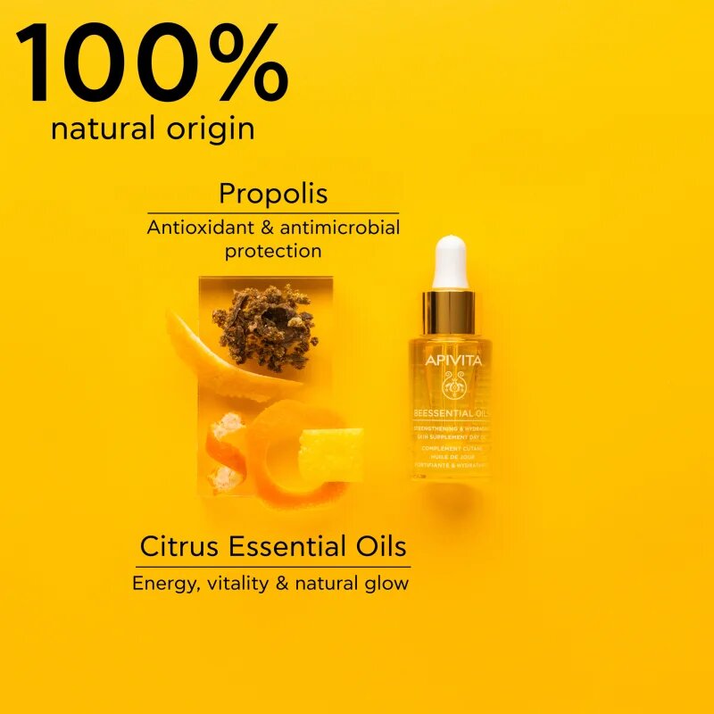 Apivita Beessential Oils Strengthening & Hydrating Day Oil tisztító nappali olaj a bőr intenzív hidratálásához 15 ml