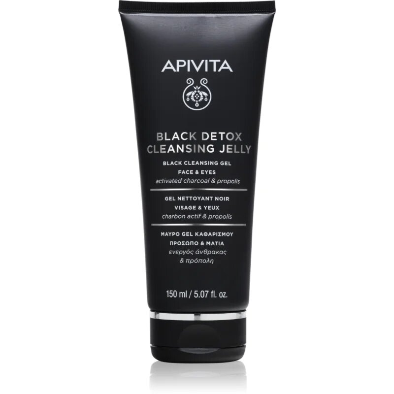 Apivita Cleansing Black Detox Cleansing Gel tisztító gél faszénnel az arcra és a szemekre 150 ml