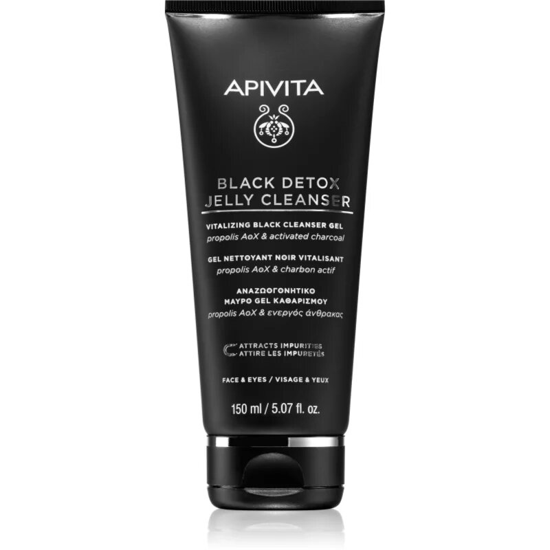 Apivita Cleansing Black Detox Jelly Cleanser tisztító gél aktív szénnel 150 ml
