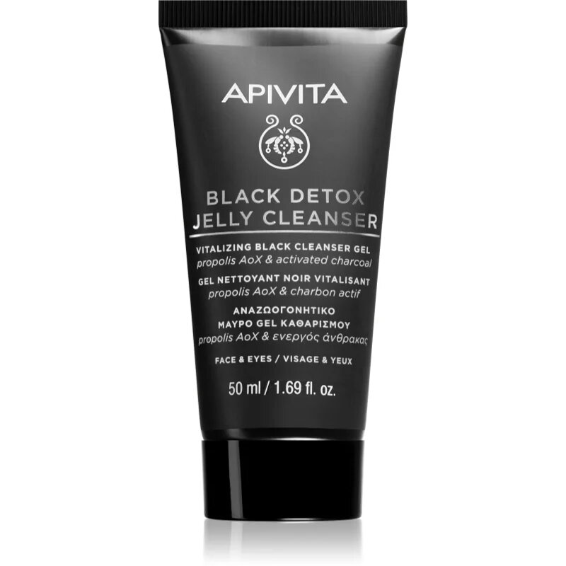 Apivita Cleansing Black Detox Jelly Cleanser tisztító gél aktív szénnel 50 ml