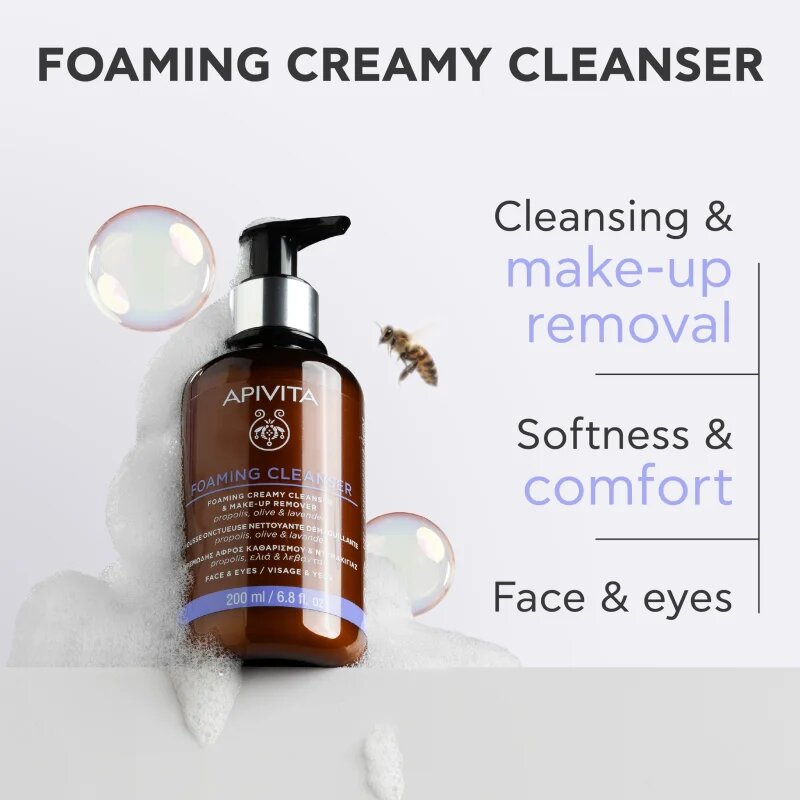 Apivita Cleansing Foaming Cleanser finoman tisztító hab 200 ml