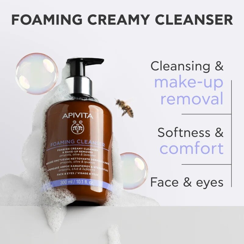 Apivita Cleansing Foaming Cleanser finoman tisztító hab 300 ml