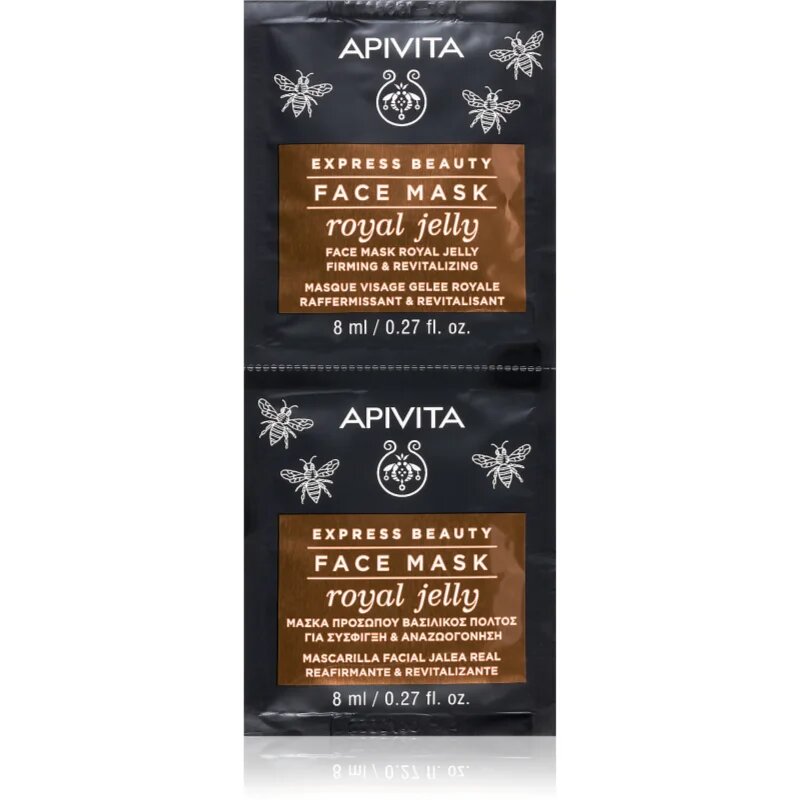 Apivita Express Beauty Anti-aging Face Mask Royal Jelly revitalizáló arcmaszk feszesítő hatással 2x8 ml