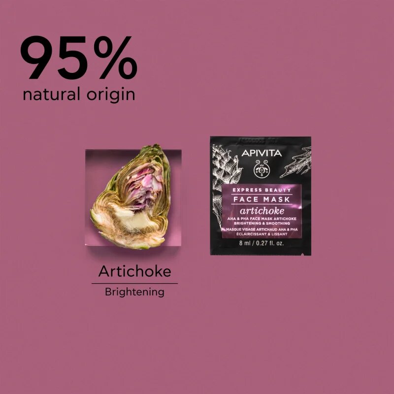 Apivita Express Beauty Brightening Face Mask Artichoke intenzív hidratáló maszk A.H.A.-val (Alpha Hydroxy Acids) 2x8 ml