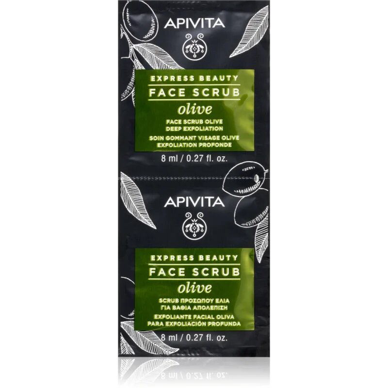 Apivita Express Beauty Exfoliating Face Scrub Olive intenzív tisztító peeling az arcra 2 x 8 ml