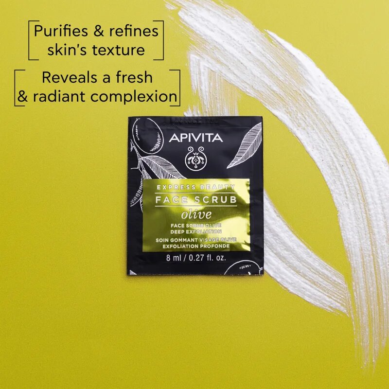 Apivita Express Beauty Exfoliating Face Scrub Olive intenzív tisztító peeling az arcra 2 x 8 ml