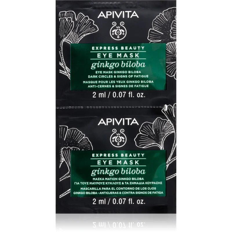 Apivita Express Beauty Eye Mask Gingko Biloba szem maszk a duzzanatokra és a sötét karikákra 2x2 ml