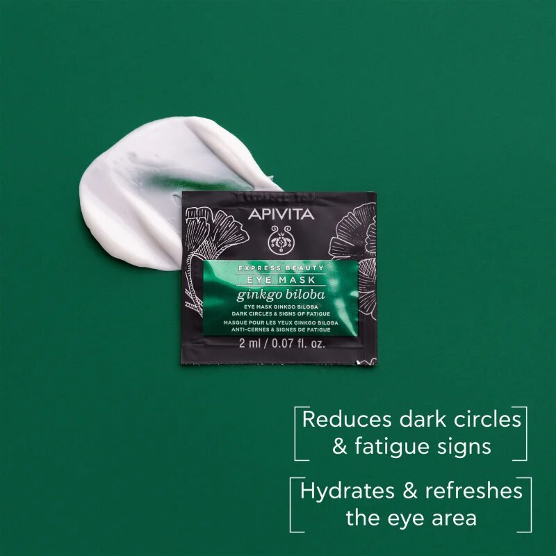 Apivita Express Beauty Eye Mask Gingko Biloba szem maszk a duzzanatokra és a sötét karikákra 2x2 ml