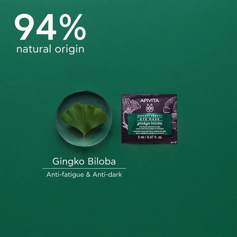 Apivita Express Beauty Eye Mask Gingko Biloba szem maszk a duzzanatokra és a sötét karikákra 2x2 ml