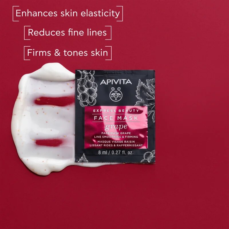 Apivita Express Beauty Firming Face Mask Grape ránctalanító és feszesítő arcpakolás 2x8 ml