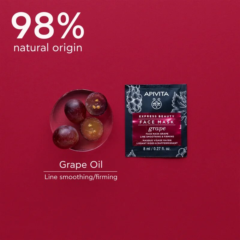 Apivita Express Beauty Firming Face Mask Grape ránctalanító és feszesítő arcpakolás 2x8 ml