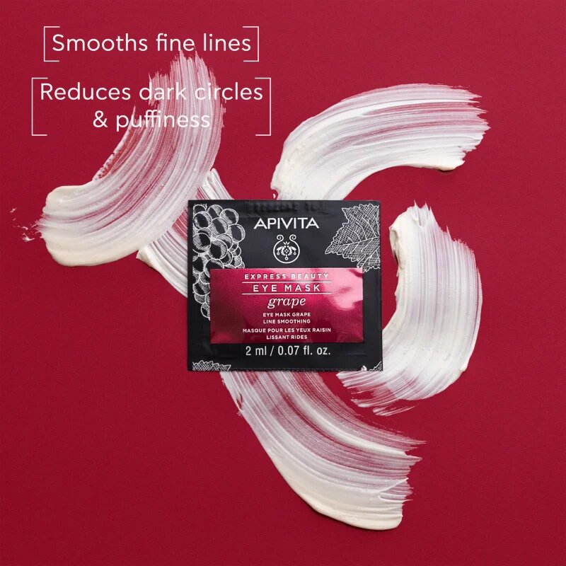 Apivita Express Beauty Line Smoothing Eye Mask Grape szemmaszk kisimító hatással 2 x 2 ml