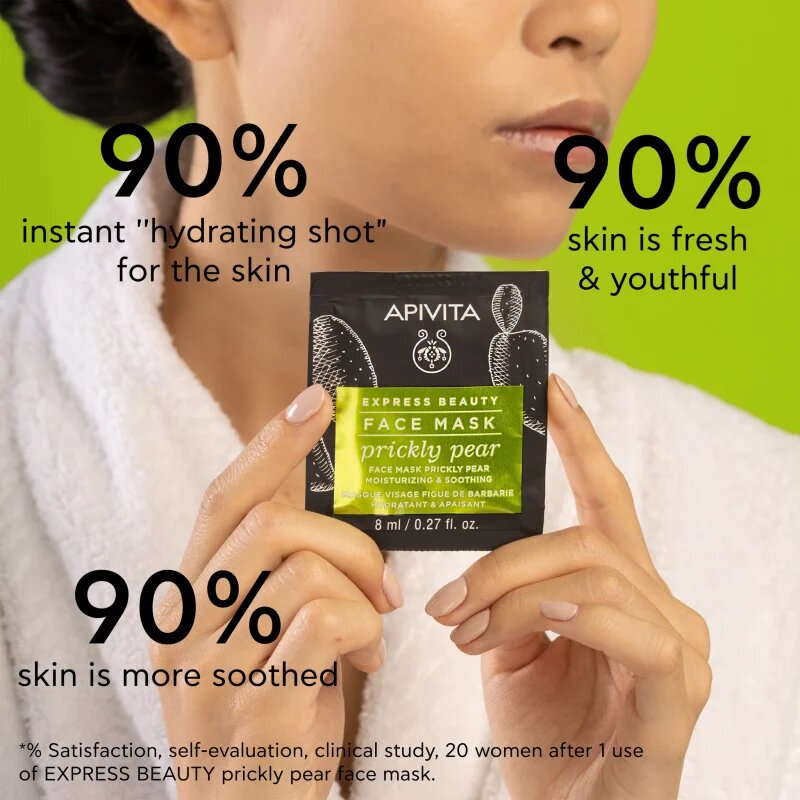 Apivita Express Beauty Moisturizing Face Mask Prickly Pear nyugtató arcmaszk hidratáló hatással 2x8 ml