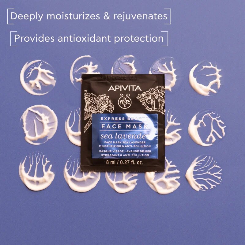 Apivita Express Beauty Moisturizing Face Mask Sea Lavender arcmaszk hidratáló hatással 2x8 ml