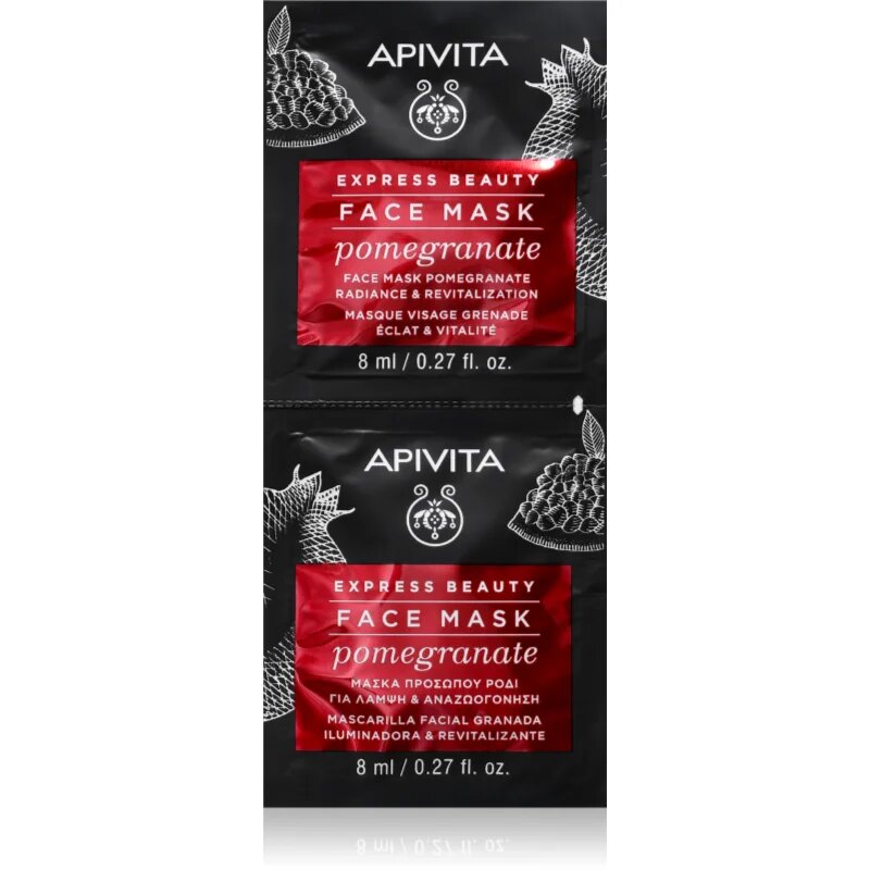 Apivita Express Beauty Pomegranate Revitalizáló és Radiance arcpakolás 2x8 ml
