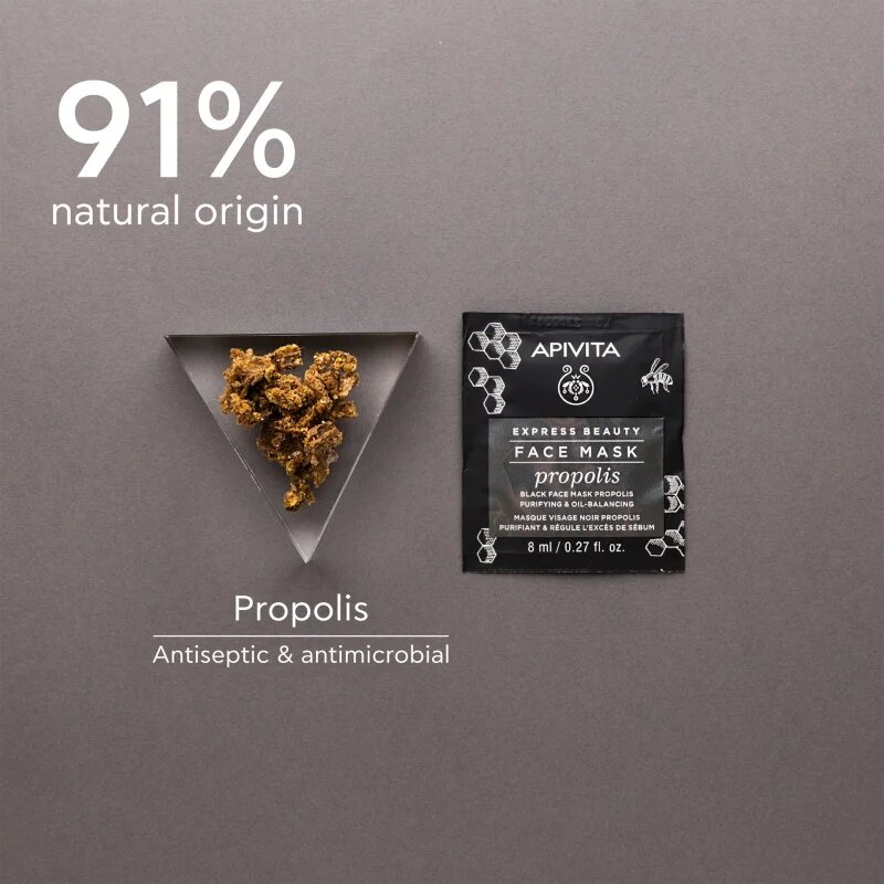 Apivita Express Beauty Purifying Face Mask Propolis tisztító fekete maszk zsíros bőrre 2x8 ml