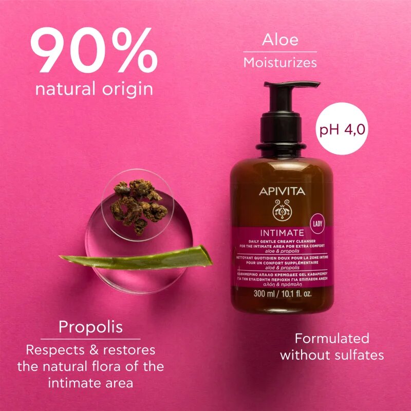 Apivita Intimate Lady Creamy Cleanser gyengéd gél az intim higiéniához mindennapi használatra 300 ml
