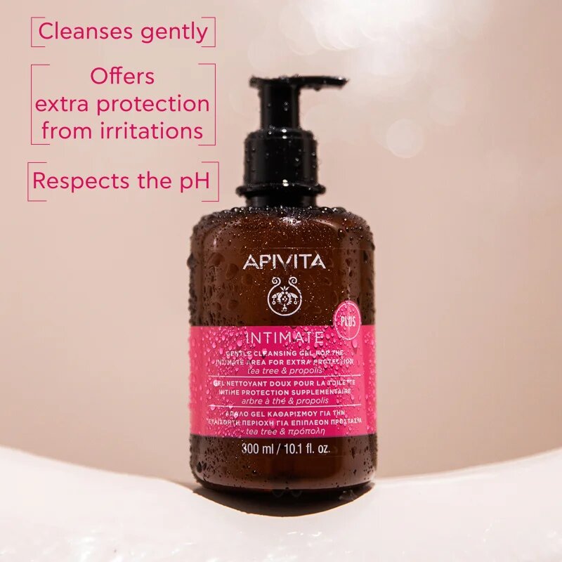 Apivita Intimate Plus Cleansing Gel finom habzó tisztító gél intim higiéniára 300 ml