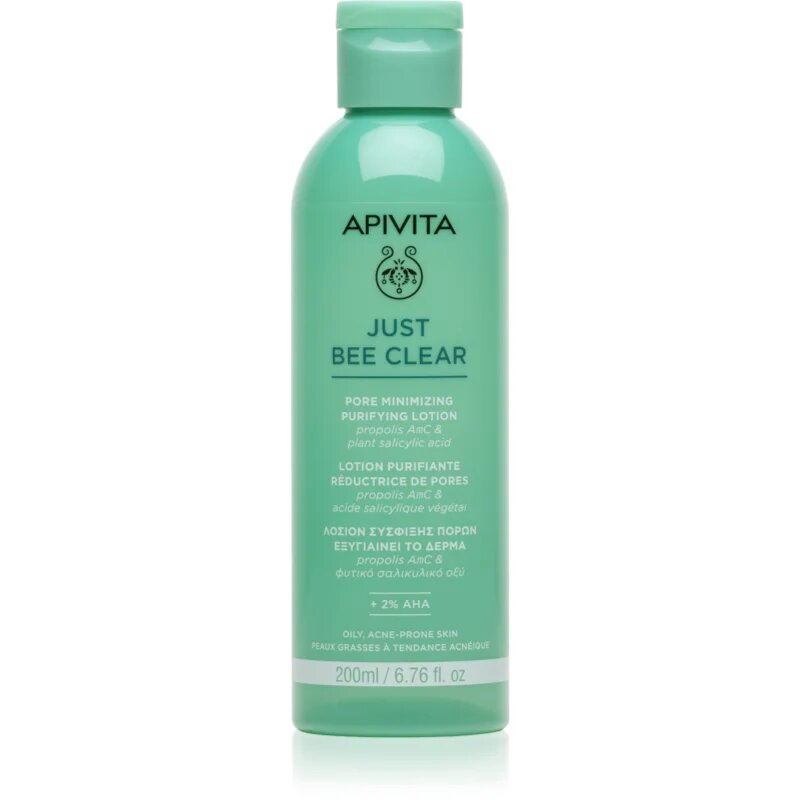 Apivita Just Bee Clear Pore Minimizing Lotion pórusösszehúzó ápolás a fekete pontok ellen 200 ml
