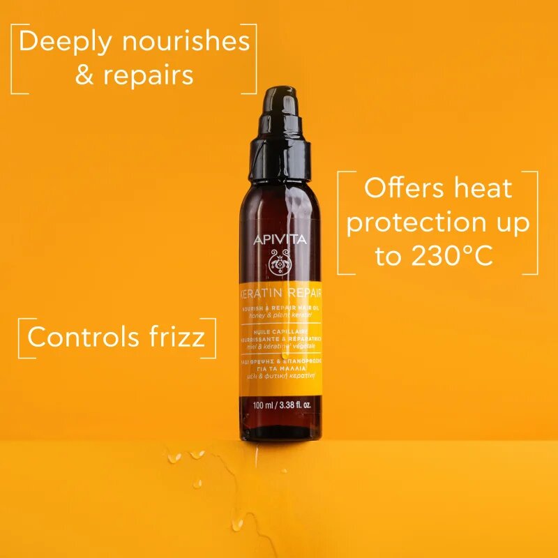 Apivita Keratin Repair Nourish Repair Hair Oil hajolaj száraz és sérült hajra 100 ml