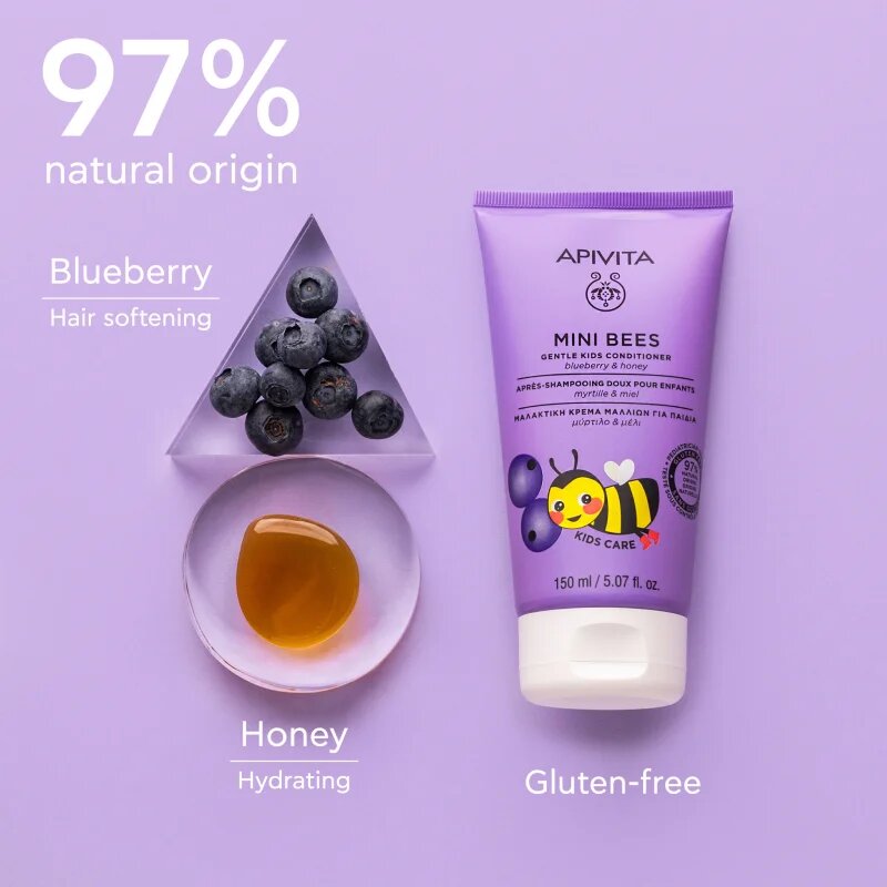 Apivita Mini Bees Gentle Kids Conditioner Blueberry & Honey kondicionáló gyermekeknek 150 ml