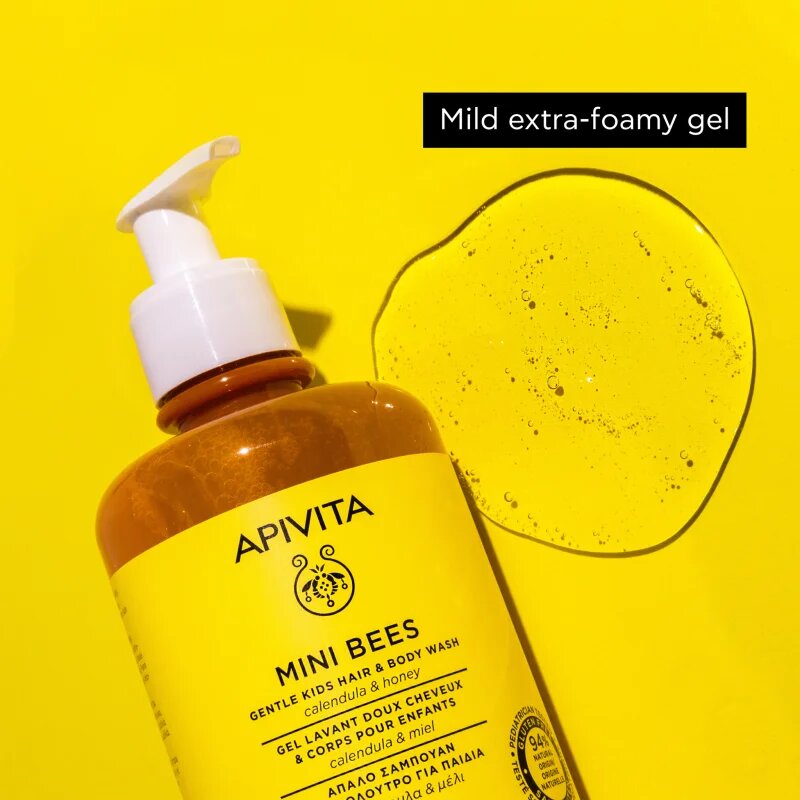 Apivita Mini Bees Gentle Kids Hair&Body wash Calendula&Honey tisztító gél testre és hajra 500 ml