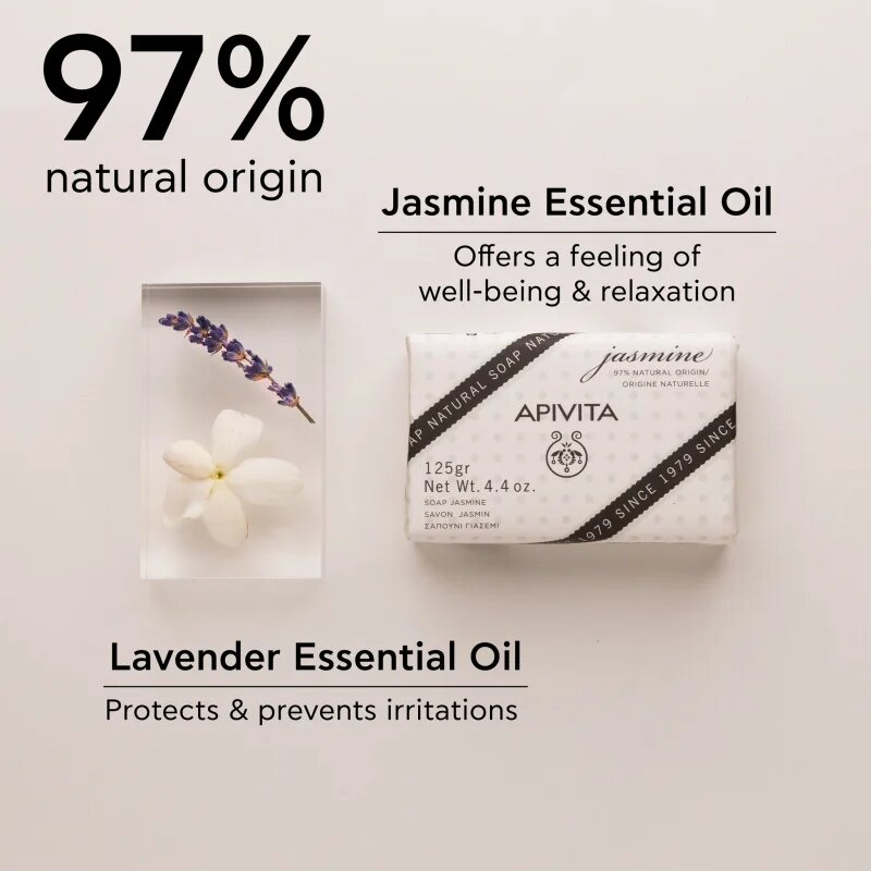 Apivita Natural Soap Jasmine tisztító kemény szappan 125 g